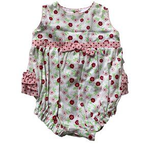 Strasburg 3m EUC floral bubble ruffle pink red green Spring Summer
